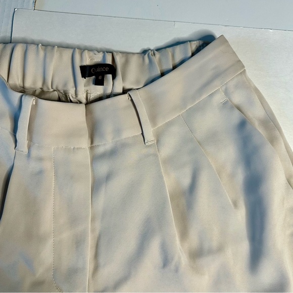 NWOT Quince Stretch Crepe Pleated Wide Leg Pants, Sand, Size 6 - Picture 3 of 6